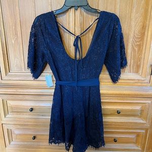 Charlotte Russe Navy Blue Lace Romper